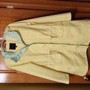 Talbots Womens Light Yellow Raincoat with Blue Lining